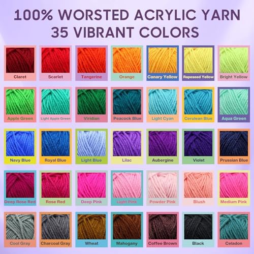 89 PCS Crochet Kit, 35 Colors Acrylic Yarn Skeins and Crochet Accessories - Image 3