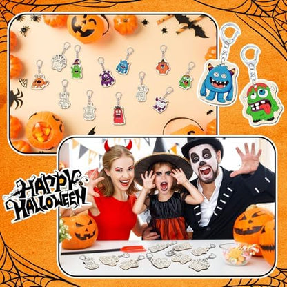 RattanView 24 Pcs Monster Craft Keychains DIY Keychain, 12 Styles - Image 5
