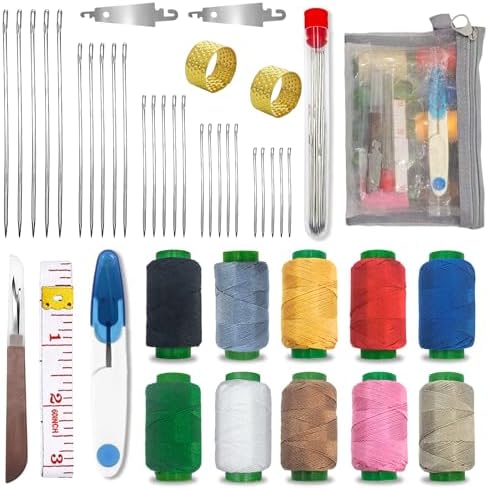 Jlpawsecc 44 Pcs Sewing Kit for Adults and Beginners, Big Eye Steel Sewing Needles Kit for Hand Sewing with Needle Threader, Seam Ripper, Threads and Thimbles by Unknown