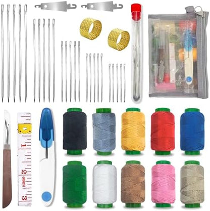 Jlpawsecc 44 Pcs Sewing Kit for Adults and Beginners, Big Eye Steel Sewing Needles Kit for Hand Sewing with Needle Threader, Seam Ripper, Threads and Thimbles by Unknown