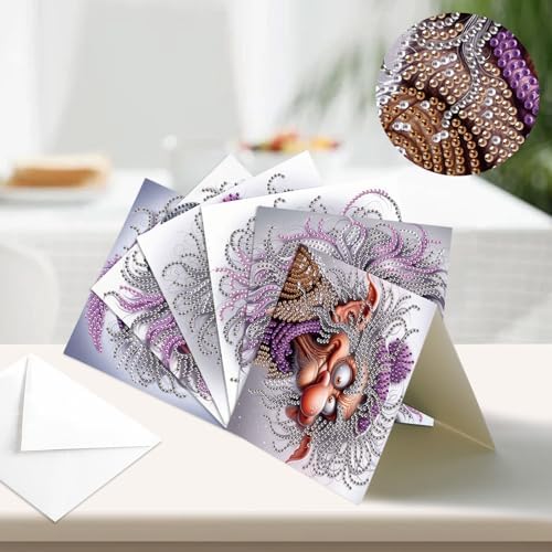 6pcs Diamond Painting Greeting Card with envelopes, DIY Crazy Old Man Diamond Art Greeting Card for Blessing and Wish Special Shaped Arts Crafts for Christmas Birthday Thanksgiving Day Holiday - Image 4