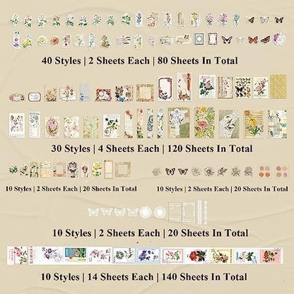 BLEDS 400PCS Vintage Journaling Supplies Scrapbook Paper Stamp Stickers - Image 5