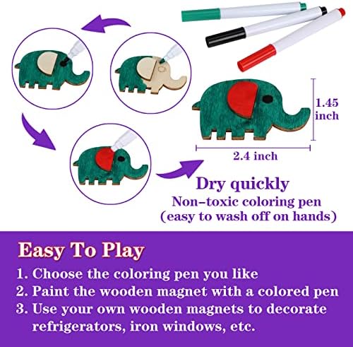 DIY Wooden Magnet 36 Art Craft Supplies Painting Kit for Kids Ages 4-8 8-12 - Image 3