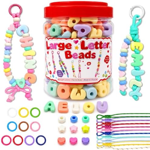 Kasmena 420Pcs Chunky Large Letter Beads DIY Keychain & Bracelet Making Kit by Kasmena