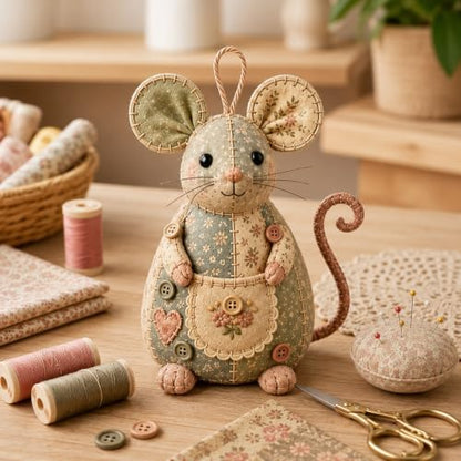 Patchwork Mouse DIY Kit,Handmade Sewing Craft Kit with Pre-Cut Fabric,Stuffing and Buttons,Creative Patchwork Animal Craft Project,Cute Mouse Ornament DIYKit,for Adults,Beginners,Gift for CraftLovers by BBASILIYSD