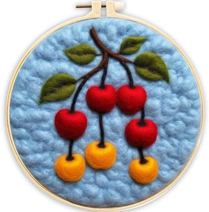 CaptainCrafts Needle Felting Kit for Adults Cherries Pattern DIY Home Decor by CaptainCrafts