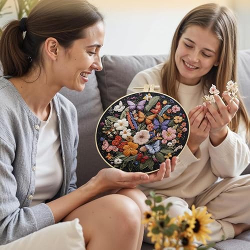 SCECALA 4 Pack Butterfly Flower Embroidery Kit for Beginners - Image 4
