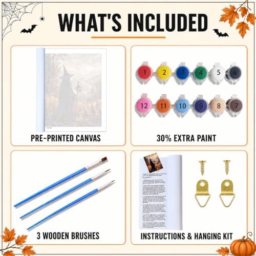 Mandun Halloween Witch Paint by Numbers Kit for Adults, 16x20 inch - Image 5