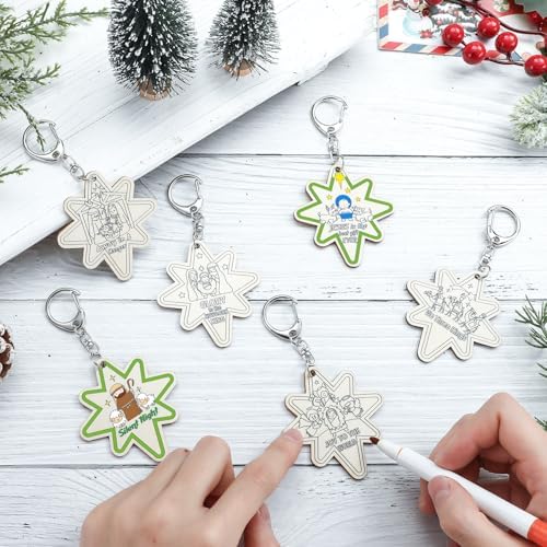 RattanView 24 Pack Star of Bethlehem Nativity Wooden Keychain Craft Kits - Image 4