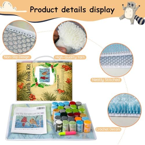 ZFFLYH Latch Hook Kits Rug, Cardinal Crocheting Carpet Rug with Printed Canvas for Adults Beginners, 20.5X15 Inch 2 - Cardinal - Image 4