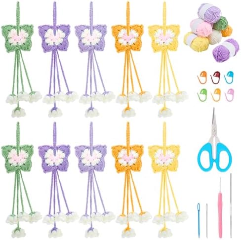 FREEBLOSS 10 Set Crochet Kit for Beginners DIY Bell Flower Bunch Crochet Starter Set with Step-by-Step Video Tutorials Knitting Supplies for Adults Crafts Projects by FreeandCreativeCraftsArt