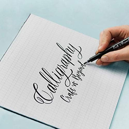 Craft 'n' Beyond Calligraphy Brush Pens Pack of 3 Small, Medium and Large Markers for Hand Lettering, Art Drawing, Sketching, Scrapbooking, Writing, Journaling - Beginner Kit with Fadeproof Black Ink - Image 4