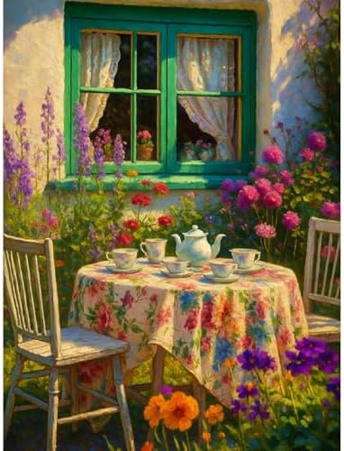 Canrichshop Paint by Numbers Kit for Adults-Garden Paint by Number,DIY Acrylic Oil Painting Beginners Unframed,Adult Paint by Number on Canvas for Decor 16x20inch by Canrichshop