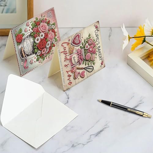 C'eitura 6Pcs Romantic DIY Diamond Art Painting Greeting Cards Kit | I Love You Valentine's Anniversary Wedding Cards | All Occasion Love Theme Blank Note Cards for Her Him & Couples - Image 5