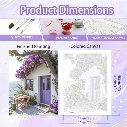 Yunruily Paint by Numbers Kits for Adults Landscape-Paint by Numbers for Adults Canvas,Paint by Number Adult for Gifts Home Wall Decor (16x20inch) - Image 4
