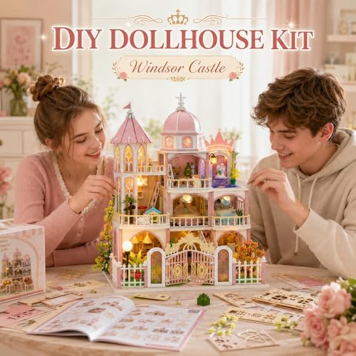 Roroom DIY Miniature House Kit, Pink Princess Castle Dollhouse Kit - Image 5