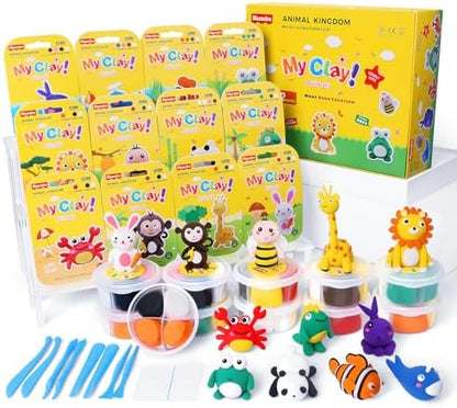 Air Dry Clay Kit for Kids: 12 Animals Clay with Sculpting Tools & Tutorials by Maxsolve