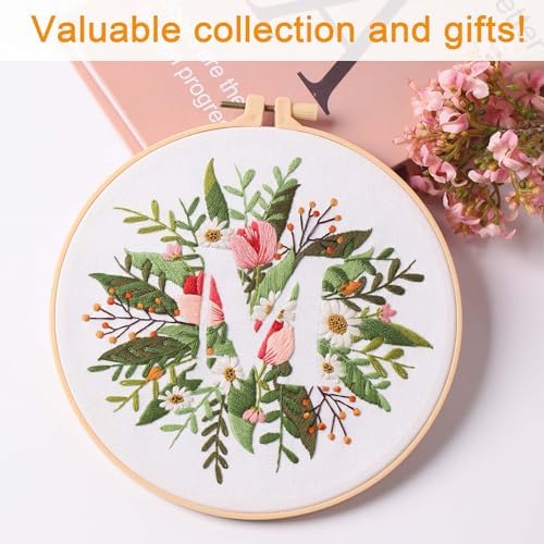 Harimau Letter M Pattern Embroidery Kit for Adult Beginners, Complete Starter Pack with 1 Hoop, Needles, Instruction Guide & Embroidery Stitch Video Tutorials - Image 5