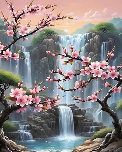 Arttoplus Waterfall Paint by Numbers Kit for Adults Beginner 16x20 inch by Arttoplus