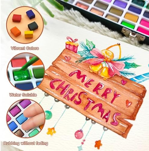 Artecho Watercolor Paint Set, 72 Colors with Metallics, Travel Case - Image 5