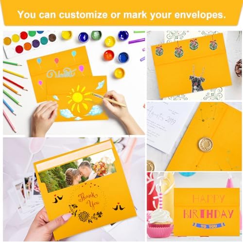 50 Packs Yellow 5x7 Envelopes 5x7, Fade Bright Yellow Color Envelopes Self Seal for Weddings, Photos, Greeting Cards, Mailing - Image 5