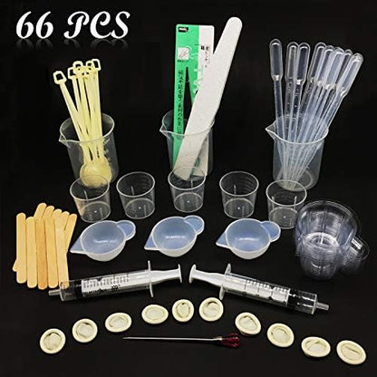 Woohome 66 PCS Epoxy Resin Tools Kit, Silicone Mold Tool Included Measuring Cup, Silicone Mixing Cups, Tweezers with Mixing Sticks, Dropping Pipette, Finger Cots, Sanding Strip for Jewelry DIY - Image 2