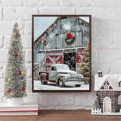 Eiazuiks Christmas Stamping Cross Stitch Kit,Truck Christmas Counting Cross Stitch Kit for Adult Beginners, Full Line DIY Stitching Kit for Home Decor Cross Stitch Patterns 12x16 inches - Image 2