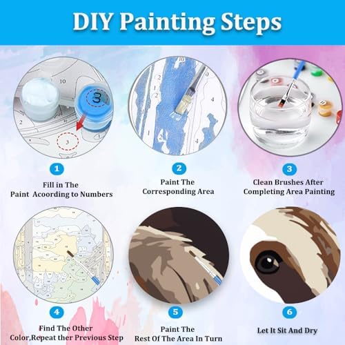 Artunion Framed Paint by Numbers Kit for Adults Beginners & Kids Ages 8-12,Cute Sloth Paint by Number with Frame,Animal Paint by Numbers Kit on Canvas 10 * 10 Inch Without Easel - Image 6