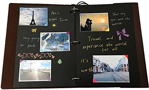 ZEEYUAN Leather Scrapbook Vintage Photo Album Memories DIY Scrap Book, Mothers Day Gift for Mom Mother Scrapbook/Anniversary/Valentines Gifts(Blue Purple) - Image 6