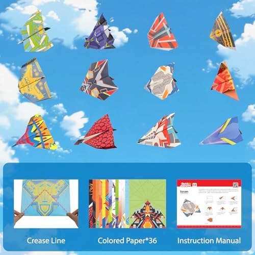 Paper Airplane Kits, Origami Kit for Kids 5-8 8-12, 12 Classic Origami Designs, 36 Sheets of Colorful Origami Paper, Crafts for Kids Activities, Airplane Gifts for Kids Ages 5-12 Boys and Girls - Image 5