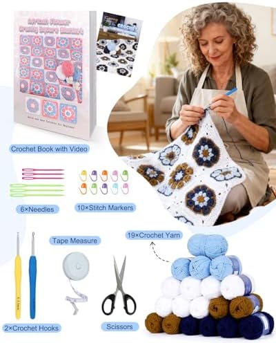 Coopay Crochet Blanket Kit for Beginners, Easily Granny Square Blanket Kit - Image 6