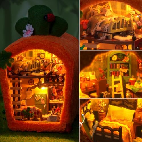 3D Mini House Kit, DIY Miniature House Kit, Buildable Little House Kit, DIY Wooden Crafts with LED Lights, Decorative Wooden Craft Kit, Birthday Gift for Adults - Image 4
