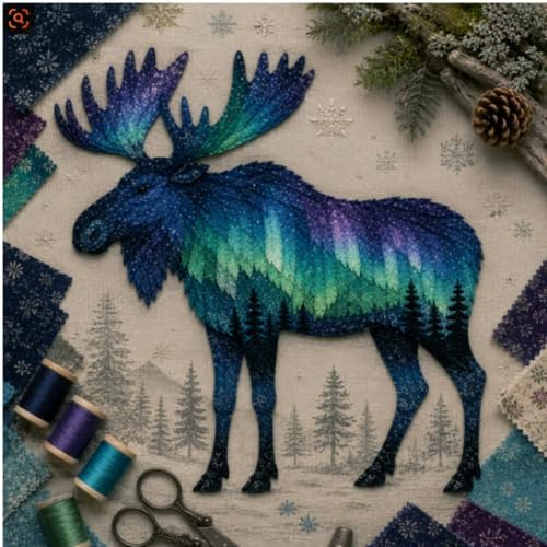 Northern Lights Wildlife DIY Patchwork Kit, Creative Fabric Craft Sewing Kit for Adults, Handmade Home Decor Project by Unknown