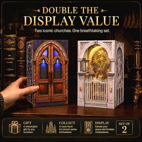 MiniCity 2-Pack DIY Book Nook Kits, Notre-Dame and Baroque Church with LED - Image 7