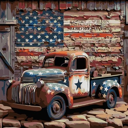 CHWGLFGG Vintage Truck Paint by Numbers Kit for Adults On Canvas 16x16inch by CHWGLFGG