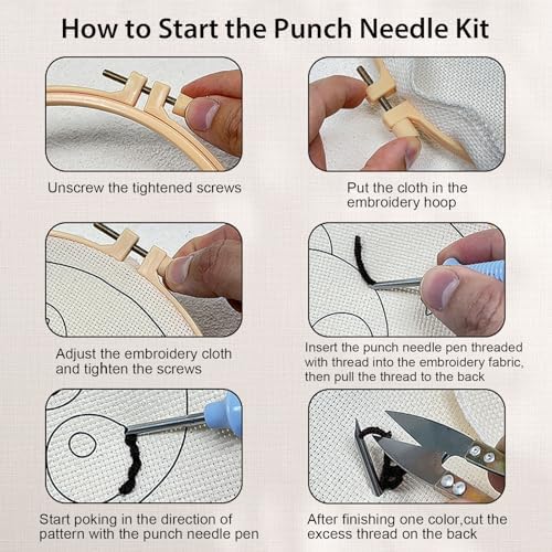 Nuberlic 3 Pack Punch Needle Kits for Beginners Mushroom Embroidery Pattern with Hoop Embroidery Punch Needle Starter Craft Set, Perfect Handmade Gift for Adults & Teens (Beginner-Friendly Crafts) - Image 6