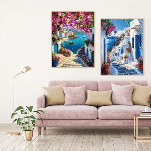 2 Pack Landscape Paint by Numbers Kit for Adults Beginner with Framed,Flower Easy Adult Paint by Number Kits on Canvas DIY Painting for Beginners Art by Numbers for Home Wall Decor 10x12 Inch - Image 2