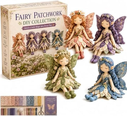 Fairy Patchwork DIY Collection, Flower Fairies Sewing Kit for Adults & Beginners, Make 4pcs Fabric Fairy Dolls with Pre-Cut Materials, Handmade DIY Craft Gift & Home Decor (Flower Fairies) by Unknown