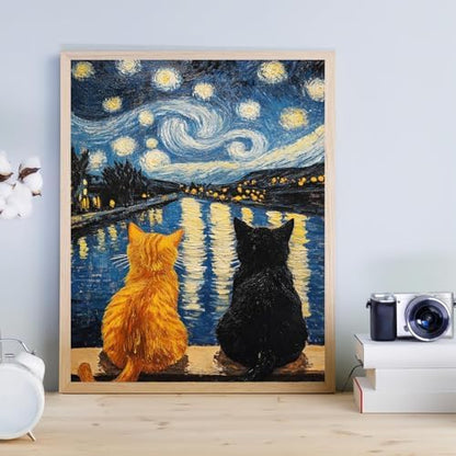 Van Gogh Black Cat Paint by Numbers Kit for Adults Beginner (Without Frame) - Image 5