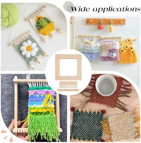 OLYCRAFT 2 Sets Wooden Square Weaving Loom 4.8x4.8 Inch Handcraft Wooden Loom Set Beginners Woodens Looms Notched Weaving Looms Basket for Beginners and Lovers Crochet Knitting Craft Tools - Image 5
