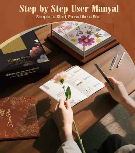 Wakhow Flower Press Kit, 11" x 11" Large Wooden Flower Press for Adult Teen - Image 5