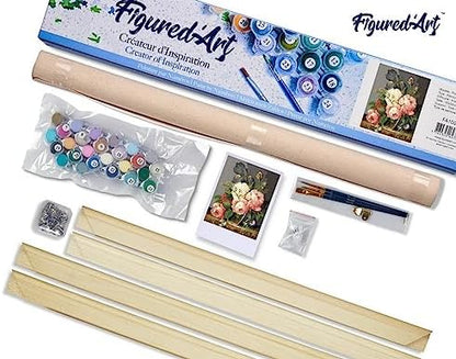 Figured'Art Paint by Numbers Kit for Adults Bouquet of Wild Flowers 16"x20" - Craft Art Painting Rolled Canvas with DIY Wooden Frame - Image 5