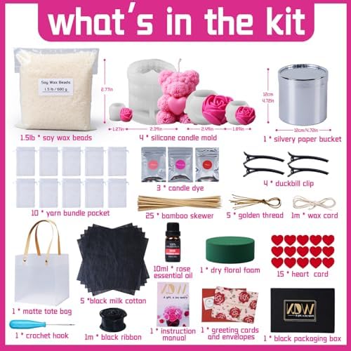 Rose Candle Making Kit with Round Gift Box,DIY Soy Wax Kit (Silvery) - Image 2