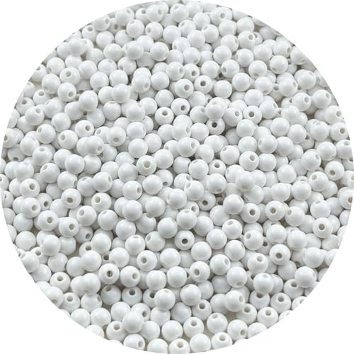 700pcs Acrylic Round Beads for Crafts 6mm Resin Candy Color Spacer Beads with Hole for Jewelry Making Sewing Crafts Decoration Necklaces Bracelets Earrings Supplies(White) by Unknown