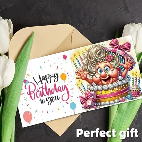 12 Pack Cute Grandma Diamond Painting Greeting Kits DIY 5D Diamond Art with Envelopes & Rhinestones, Creative Christmas Birthday Gifts for Adults, Family, Friends - Image 2