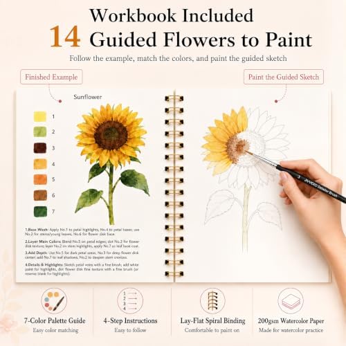 50 Colors Watercolor Paint Set with Watercolor Workbook for Adults - Image 2