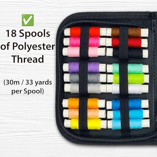 Vellostar Mini Hand Sewing Kit for Adults, Small Travel Case, 18 Threads - Image 4