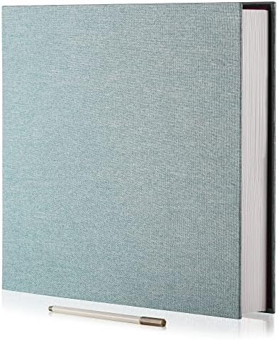 Large Photo Album Self Adhesive 4x6 5x7 6x8 8x10 Pictures Scrapbook Magnetic Album DIY Scrap Book 60 Sticky Pages Linen Cover DIY Photo Album with A Metallic Pen and DIY Accessories(Green), 11"x10.8"60 Pages by HoneyTolly