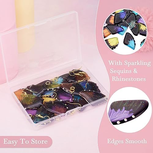 FASHEWELRY 10Pcs Resin Butterfly Wing Earring Charms Gold Foil Insects Wing Charms Fairy Feather Pendants with Jump Rings Earring Hooks for Crafts Jewelry Making - Image 6