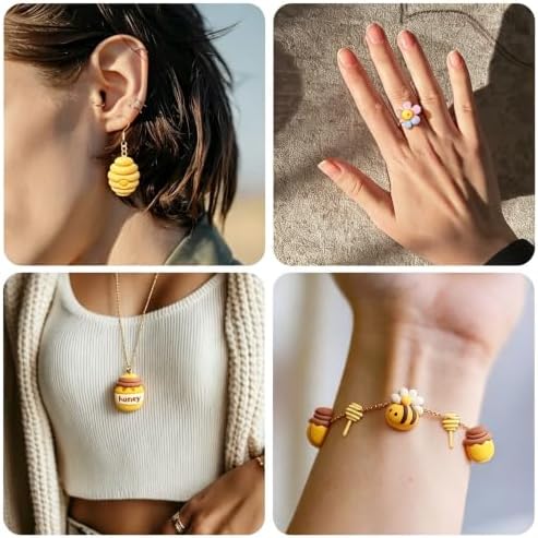 beinkmake 15Pcs Bees Polymer Clay Cutters Clay Earrings Cutters Flower Honey Beehive Jars Polymer Jewelry Cutter for Earrings Making Birthday Party DIY Supplies - Image 4